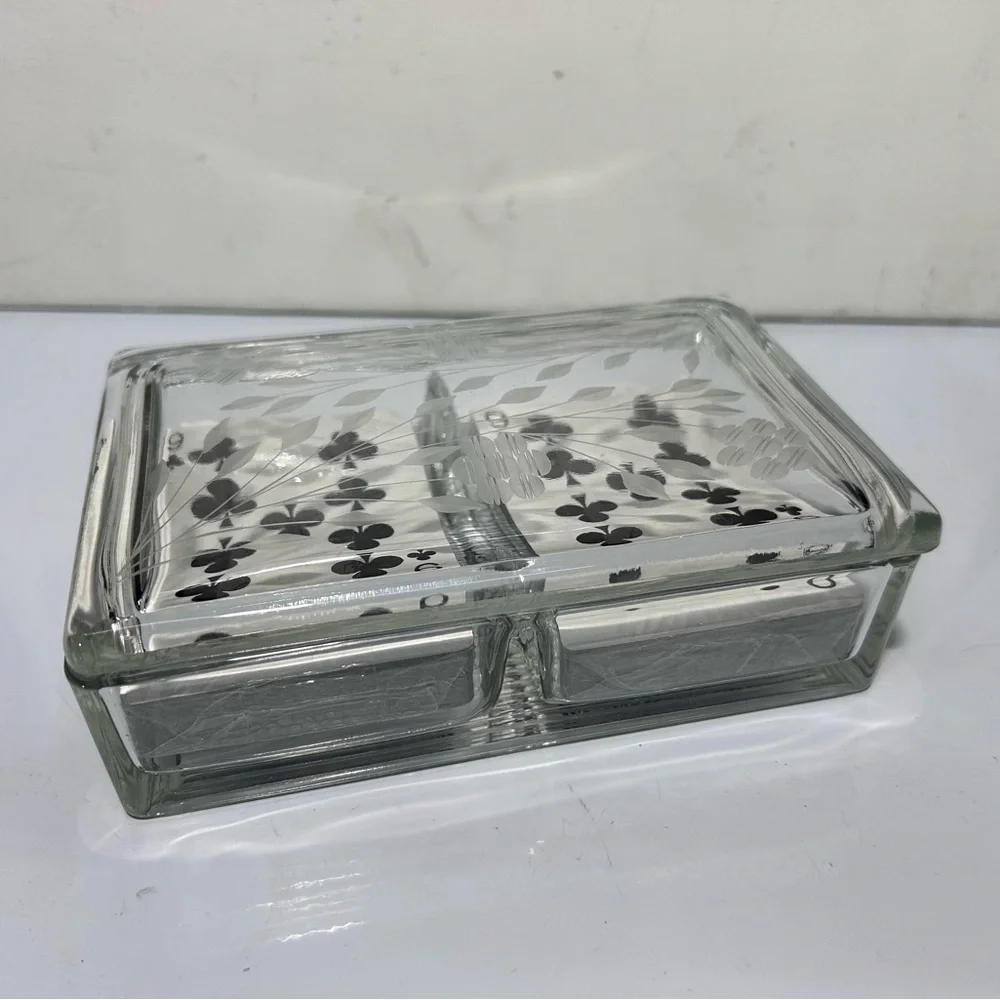 Vintage etched Crystal card holder